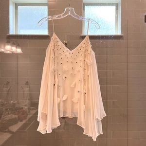 Badgley Mischka floral appliqué top